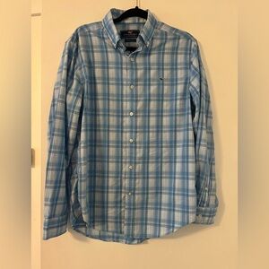 Vineyard Vines Light Blue Checkered Shirt size M (Q106)